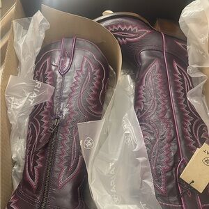 Ariat Deep Purple Western Boots with Pink Accents